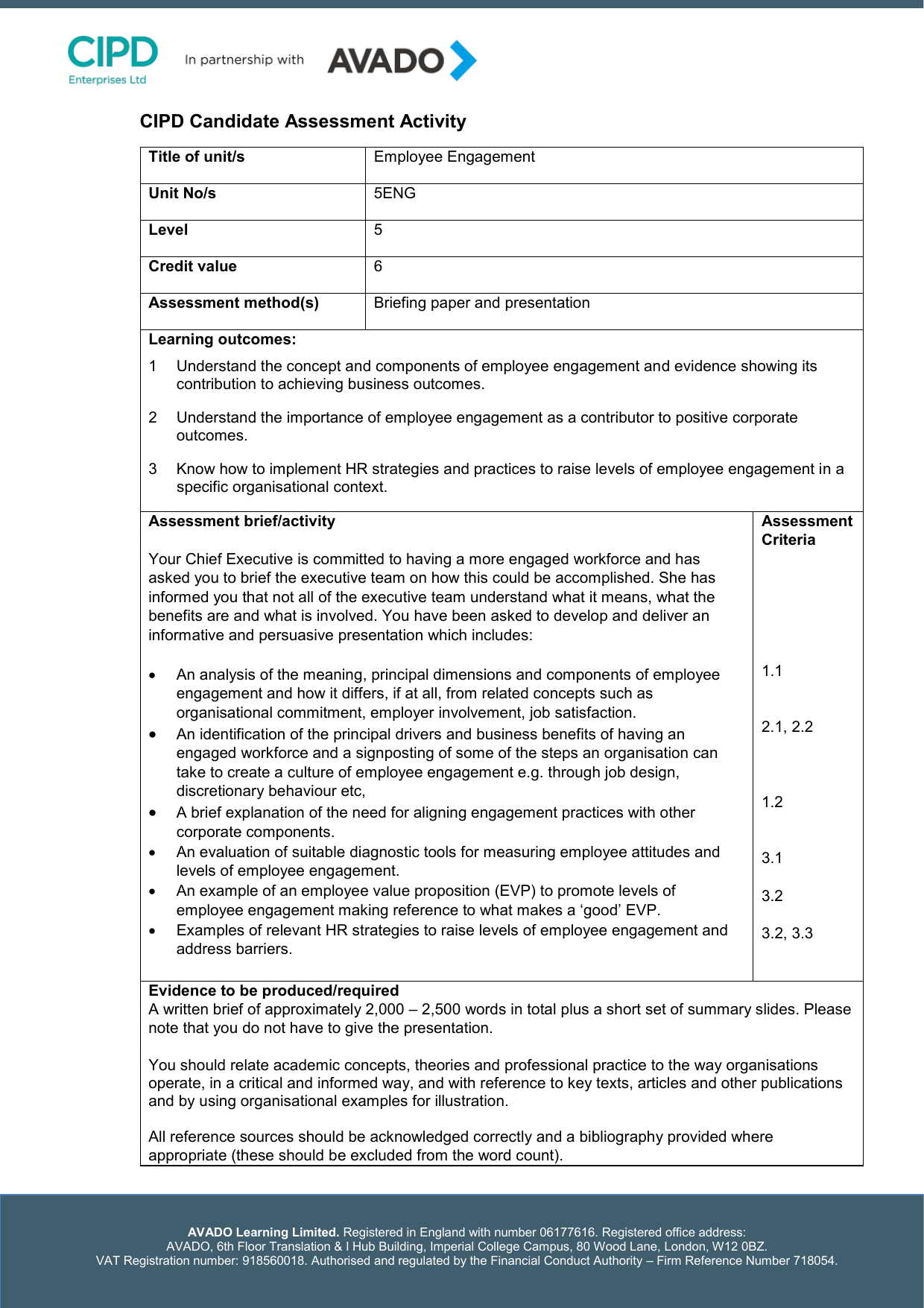 cipd level 5 example assignments