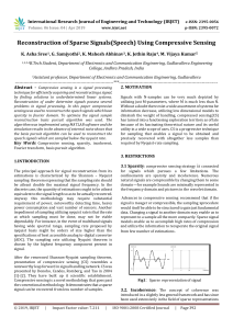 IRJET-    Reconstruction of Sparse Signals(Speech) Using Compressive Sensing