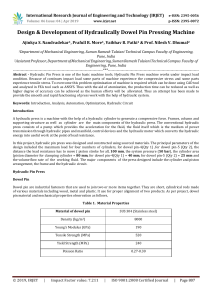 IRJET-Design & Development of Hydraulically Dowel Pin Pressing Machine