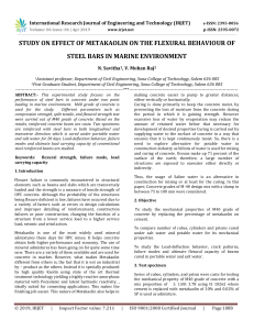 IRJET-Study on Effect of Metakaolin on the Flexural Behaviour of Steel Bars in Marine Environment