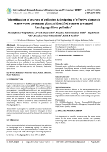IRJET-    Identification of Sources of Pollution & Designing of Effective Domestic Waste Water Treatment Plant at Identified Sources to Control Panchganga River Pollution