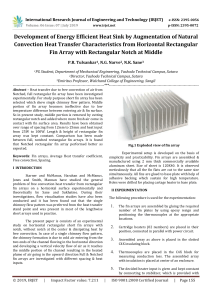 IRJET-Development of Energy Efficient Heat Sink by Augmentation of Natural Convection Heat Transfer Characteristics from Horizontal Rectangular Fin Array with Rectangular Notch at Middle