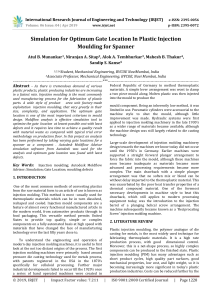 IRJET-    Simulation for Optimum Gate Location in Plastic Injection Moulding for Spanner