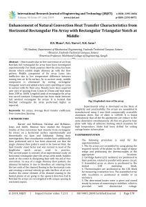 IRJET-Enhancement of Natural Convection Heat Transfer Characteristics from Horizontal Rectangular< Fin Array with Rectangular Triangular Notch at Middle