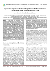 IRJET-Impact of Changes in Geotechnical Properties on the Serviceability of Cantilever Retaining Structure in Lateritic Soil