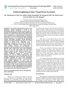 IRJET-    Artificial Lightning in Solar Tunnel Dryer for Potato