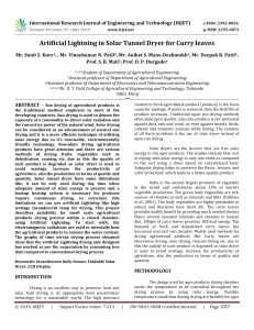 IRJET-Artificial Lightning in Solar Tunnel Dryer for Curry Leaves