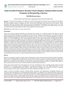 IRJET-Some Growth Promoters Already Tried to Replace Antimicrobial Growth Promoter in Weaned Pig, A Review