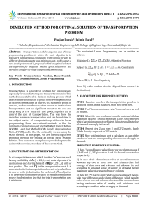 IRJET-    Developed Method for Optimal Solution of Transportation Problem