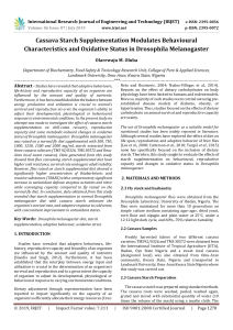 IRJET-Cassava Starch Supplementation Modulates Behavioural Characteristics and Oxidative Status in Drosophila Melanogaster