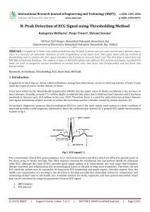 IRJET-    R–Peak Detection of ECG Signal using Thresholding Method