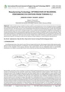 IRJET-    Manufacturing Technology: Optimization of Machining Performance in Contour Finish Turning O_2
