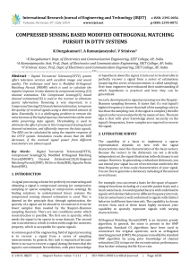IRJET-    Compressed Sensing based Modified Orthogonal Matching Pursuit in DTTV Systems
