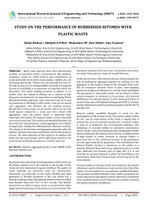 IRJET-    Study on the Performance of Rubberised Bitumen with Plastic Waste