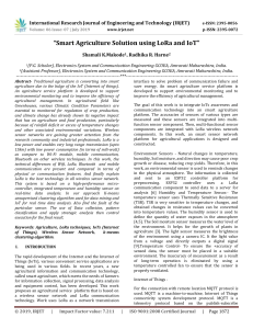 IRJET-Smart Agriculture Solution using Lora and IoT