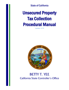 Unsecured Property Tax Collection Procedural Manual