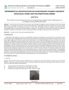 IRJET-Experimental Investigation on Lightweight Foamed Concrete with Silica Fume and Polypropylene Fibers