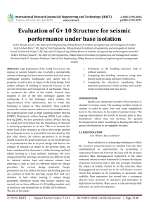 IRJET-    Evaluation of G+ 10 Structure for Seismic Performance Under Base Isolation