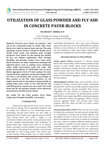 IRJET-    Utilization of Glass Powder and Fly Ash in Concrete Paver Blocks
