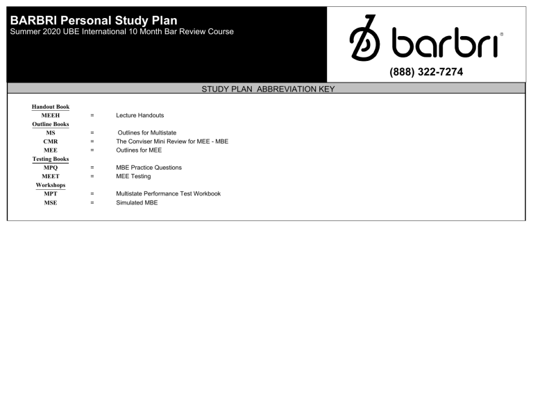 Barbri Summer 2022 Schedule Printable Schedule 2022