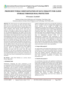 IRJET-    Proficient Public Substantiation of Data Veracity for Cloud Storage through Dual Protection