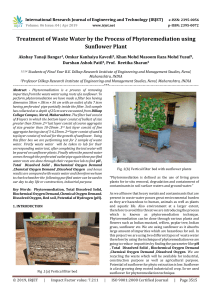 IRJET-    Treatment of Waste Water by the Process of Phytoremediation using Sunflower Plant