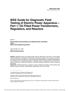 IEEE-62 (1995)- Guide for diagnostic field testing