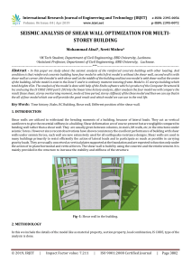 IRJET-    Seismic Analysis of Shear Wall Optimization for Multi-Storey Building