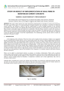 IRJET-    Study on Result of Implementation of Sisal Fibre in Reinforced Cement Concrete