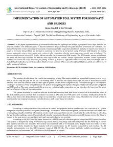 IRJET-    Implementation of Automated Toll System for Highways and Bridges