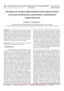 IRJET-    Influence of Natural Fiber Powders with Carboxy Methyl Cellulose on Mechanical and Physical Properties of Laminated Plate