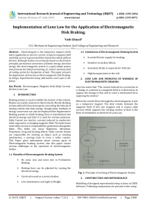IRJET-Implementation of Lenz Law for the Application of Electromagnetic Disk Braking