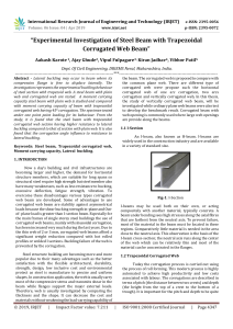 IRJET-Experimental Investigation of Steel Beam with Trapezoidal Corrugated Web Beam