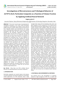 IRJET-Investigations of Microstructures and Tribological Behavior of AA7075/Al2O3 Particulate Composite as a Function of Volume Fraction by Applying Artificial Neural Network