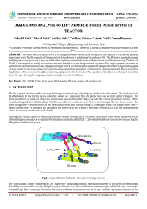 IRJET-Design and Analysis of Lift Arm for Three Point Hitch of Tractor