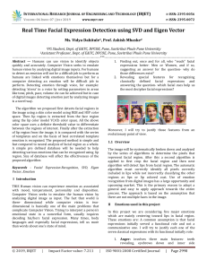 IRJET-Real Time Facial Expression Detection using SVD and Eigen Vector