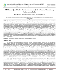 IRJET-GIS based Quantitative Morphometric Analysis of Warna Watershed, Maharashtra India