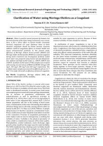 IRJET-Clarification of Water using Moringa Oleifera as a Coagulant