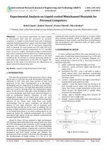 IRJET-Experimental Analysis on Liquid-Cooled Minichannel Heatsink for Personal Computers