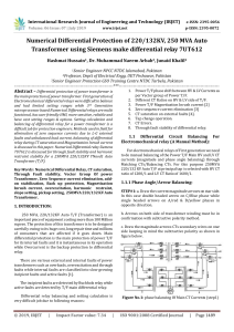 IRJET-Numerical Differential Protection of 220/132KV, 250 MVA Auto Transformer using Siemens Make Differential Relay 7UT612