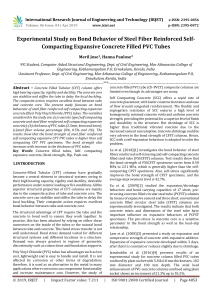 IRJET-    Experimental Study on Bond Behavior of Steel Fiber Reinforced Self-Compacting Expansive Concrete Filled PVC Tubes