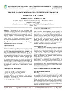 IRJET-Risk and Recommendations of E-Contracting Technique in a Construction Project
