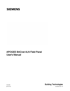 APOGEE-BACnet-ALN-Field-Panel-User-s-Manual A6V10324350 us-en