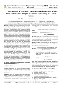 IRJET-    Improvement of Availability and Maintainability through Actions based on Root Cause Analysis of Failures: A Case Study of a Critical Machine