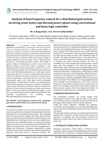 IRJET-Analysis of Load Frequency Control for a Distributed Grid System Involving Wind, Hydro and Thermal Power Plants using Conventional and Fuzzy Logic Controller