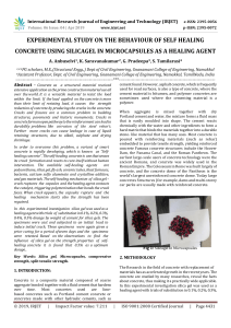 IRJET-    Experimental Study on the Behaviour of Self Healing Concrete using Silicagel in Microcapsules as a Healing Agent