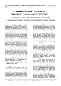IRJET-A Comprehensive Study of Solid Waste Management in Mangalore City-Case Study