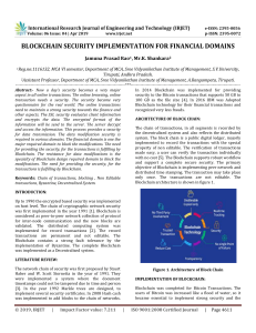 IRJET-Blockchain Security Implementation for Financial Domains