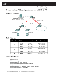 lab Travaux pratiques 7.4.2  configuration avancée de DHCP et NAT