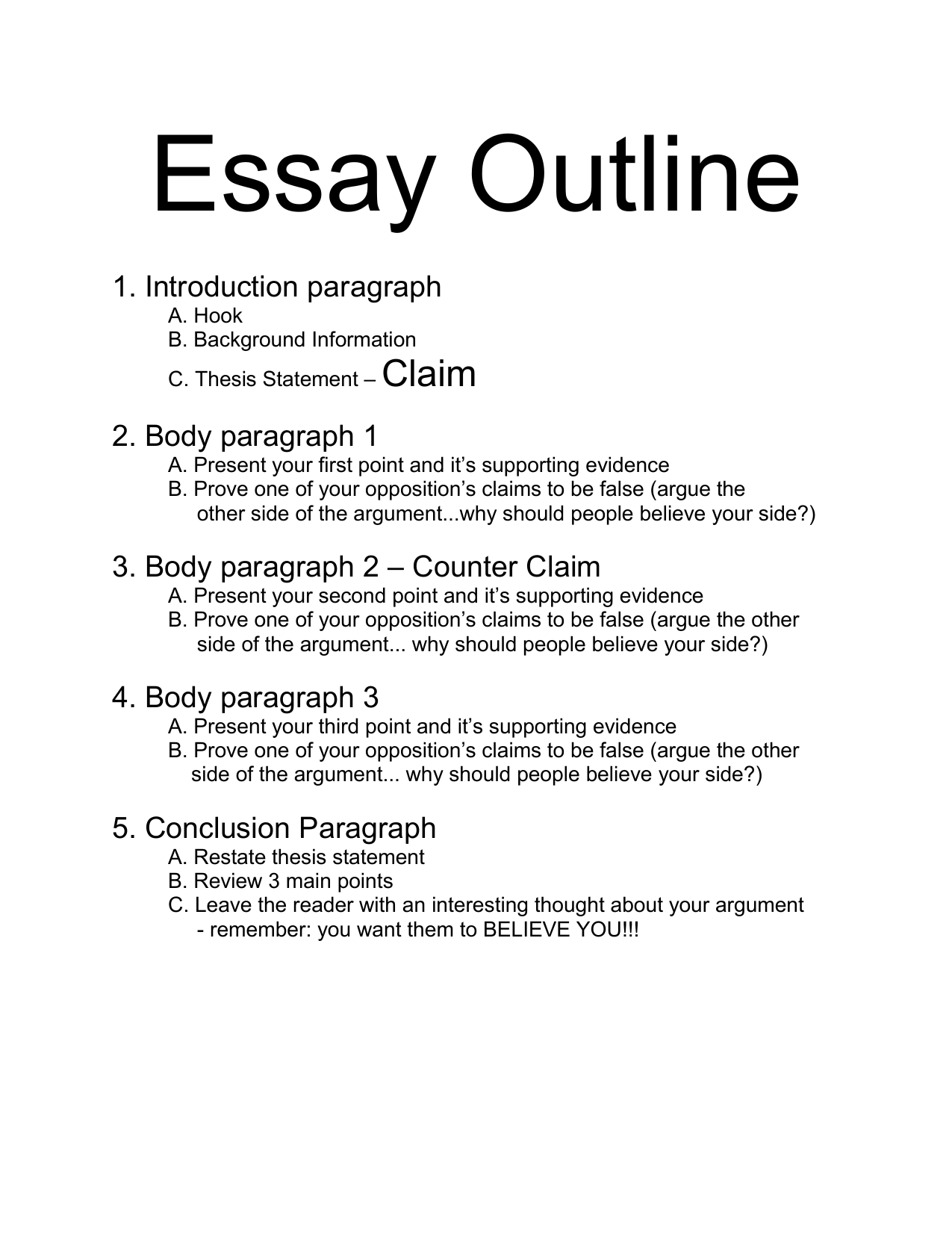 how to write an argumentative essay outline